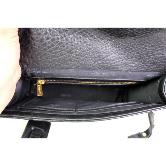 Me Char PEBBLED BLACK GENUINE LEATHER FLAP X-BODY SHOULDER BAG ORGANIZER PURSE - Picture 11 of 13